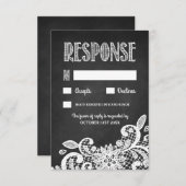 Chalkboard en Lace Rustic Wedding RSVP-kaarten RSVP Kaartje (Voorkant / Achterkant)