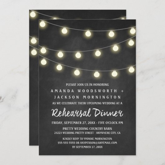 Chalkboard en lampjes repetitie kaart (Voorkant / Achterkant)