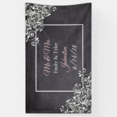 Chalkboard en Roze Heart Wedding Banner (Verticaal)
