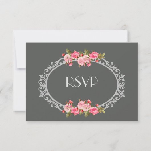 Chalkboard en Rozen Wedding RSVP (Voorkant)