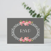 Chalkboard en Rozen Wedding RSVP (Staand voorkant)