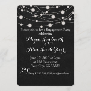 Chalkboard en String Lights Engagement Party Kaart