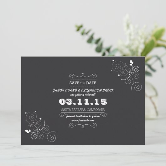 Chalkboard enregistrer la date carte postale (Debout devant)