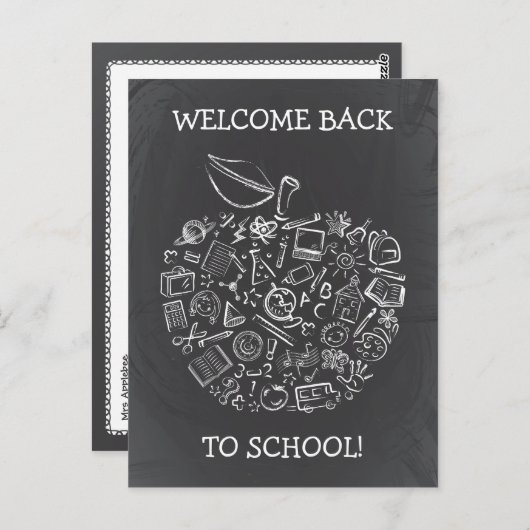 Chalkboard Enseignants Apple Carte Postale (Devant / Derrière)