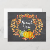 Chalkboard Fall Leaves Pumpkin Hartelijk dank (Voorkant / Achterkant)