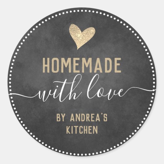 Chalkboard Fancy Script Homemade Food Items Classi Ronde Sticker (Voorkant)