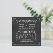 Chalkboard Fancy Square Wedding Invitations Kaart (Staand voorkant)