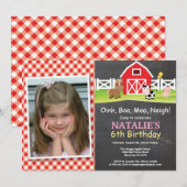 Chalkboard Farm Anniversaire Invitation Barnyard P (Devant / Derrière)