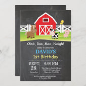 Chalkboard Farm Anniversaire Invitation Barnyard P (Devant / Derrière)