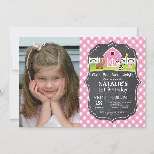 Chalkboard Farm Anniversaire Invitation Barnyard P (Devant)