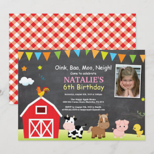 Chalkboard Farm Anniversaire Invitation Barnyard P