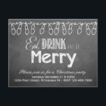 Chalkboard Fête Carte postale Invitation<br><div class="desc">Une fête de vacances Invitation avec un look de tableau noir unique. Ajoutez simplement vos propres informations de fête !</div>
