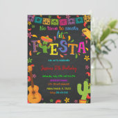 Chalkboard Fiesta Birthday Uitnodiging (Staand voorkant)