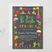 Chalkboard Fiesta Verjaardag Uitnodiging Mexicaans (Voorkant)