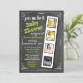Chalkboard Film Strip Baby Shower Invitations (Debout devant)