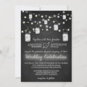 Chalkboard Firefly Mason Jar bruiloft uitnodiginge Kaart (Voorkant)