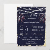 Chalkboard Fireworks 4th of Juli Party Invitation Kaart (Voorkant / Achterkant)