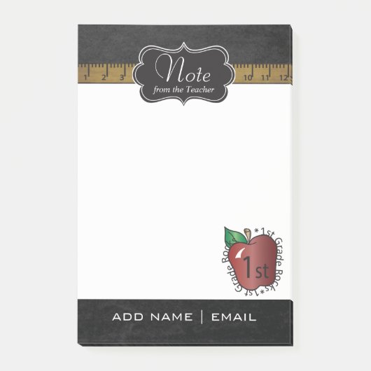 Chalkboard First Grade Teacher | DIY-tekst Post-it® Notes (Voorkant)
