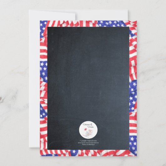 Chalkboard Flag Memorial Day Party Uitnodiging (Achterkant)
