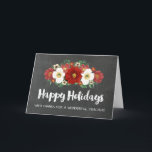 Chalkboard Fleurs rouges Carte de Noël de l'enseig<br><div class="desc">Joyeux Noël pour la carte de voeux des enseignants dans la campagne rustique motif de tableau noir avec des fleurs vintages rouges et blanches,  souhaite à vos professeurs préférés bien cette saison de vacances avec cette carte de voeux amusante.</div>