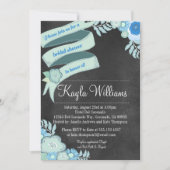 Chalkboard Floral Bridal Blauwgroen Kaart (Voorkant)