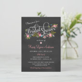 Chalkboard Floral Bridal Shower Invitations Kaart (Staand voorkant)