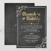 Chalkboard Floral Brunch en Bubble Vrijgezellenfee Kaart (Voorkant / Achterkant)