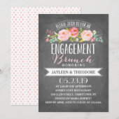Chalkboard Floral Brunch | Engagement Party Kaart (Voorkant / Achterkant)