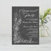 Chalkboard  Floral Engagement Party Kaart (Staand voorkant)