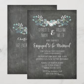 Chalkboard Floral Engagement Party Kaart (Voorkant / Achterkant)