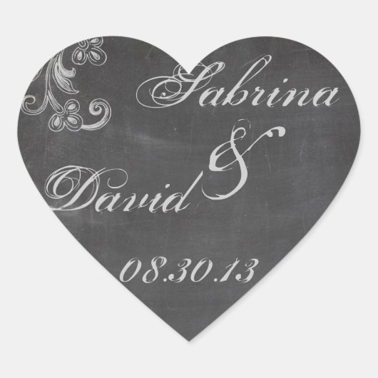 Chalkboard Floral Envelope Seal Hart Sticker (Voorkant)