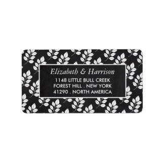 Chalkboard Floral Leaf Wedding Etiket