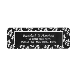 Chalkboard Floral Leaf Wedding Etiket