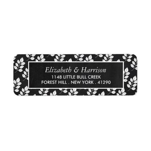Chalkboard Floral Leaf Wedding Etiket (Voorkant)