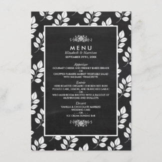 Chalkboard Floral Leaf Wedding Menu