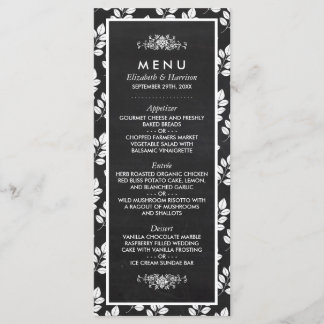Chalkboard Floral Leaf Wedding Menu