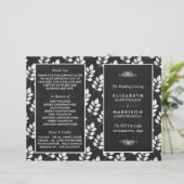 Chalkboard Floral Leaf Wedding Programme (Staand voorkant)