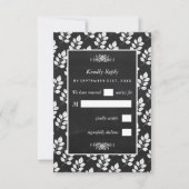 Chalkboard Floral Leaf Wedding RSVP Kaartje (Voorkant)