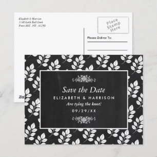 Chalkboard Floral Leaf Wedding Save the Date Briefkaart