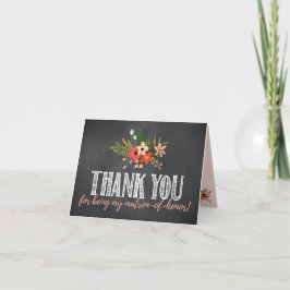 Chalkboard Floral Matron-of-Honor Dank u Bedankkaart