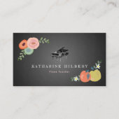 Chalkboard Floral PianoEnseignant Carte de visite (Devant)