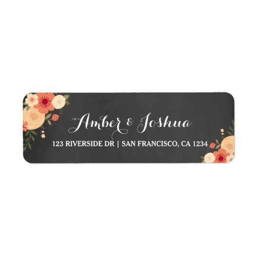 Chalkboard & Floral Return Address Label (Voorkant)