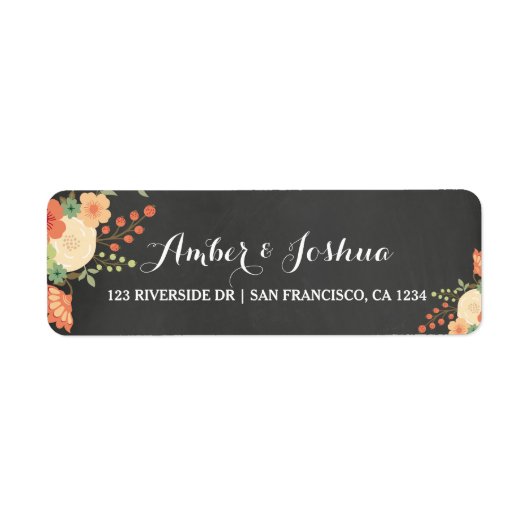  Chalkboard & Floral Return Address Label (Voorkant)