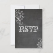 Chalkboard Floral RSVP Faire-part de mariage (Devant)