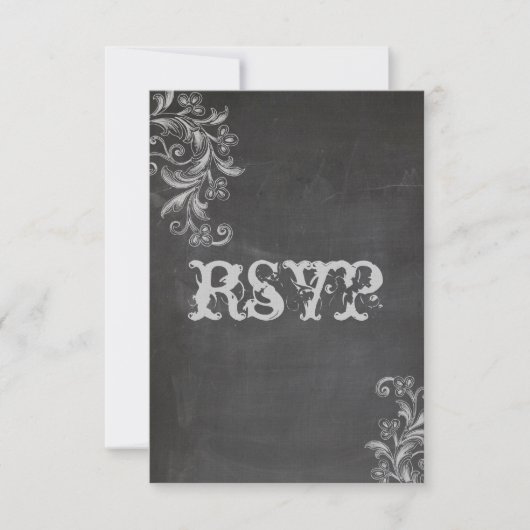 Chalkboard Floral RSVP Faire-part de mariage (Devant)