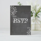 Chalkboard Floral RSVP Faire-part de mariage (Debout devant)
