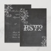 Chalkboard Floral RSVP Faire-part de mariage (Devant / Derrière)