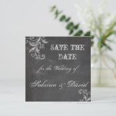 Chalkboard Floral Save the Date (Staand voorkant)