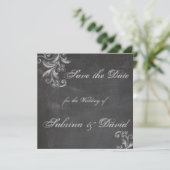Chalkboard Floral Save the Date (Staand voorkant)