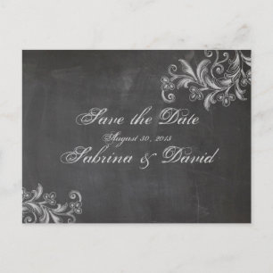 Chalkboard Floral Save the Date Briefkaart